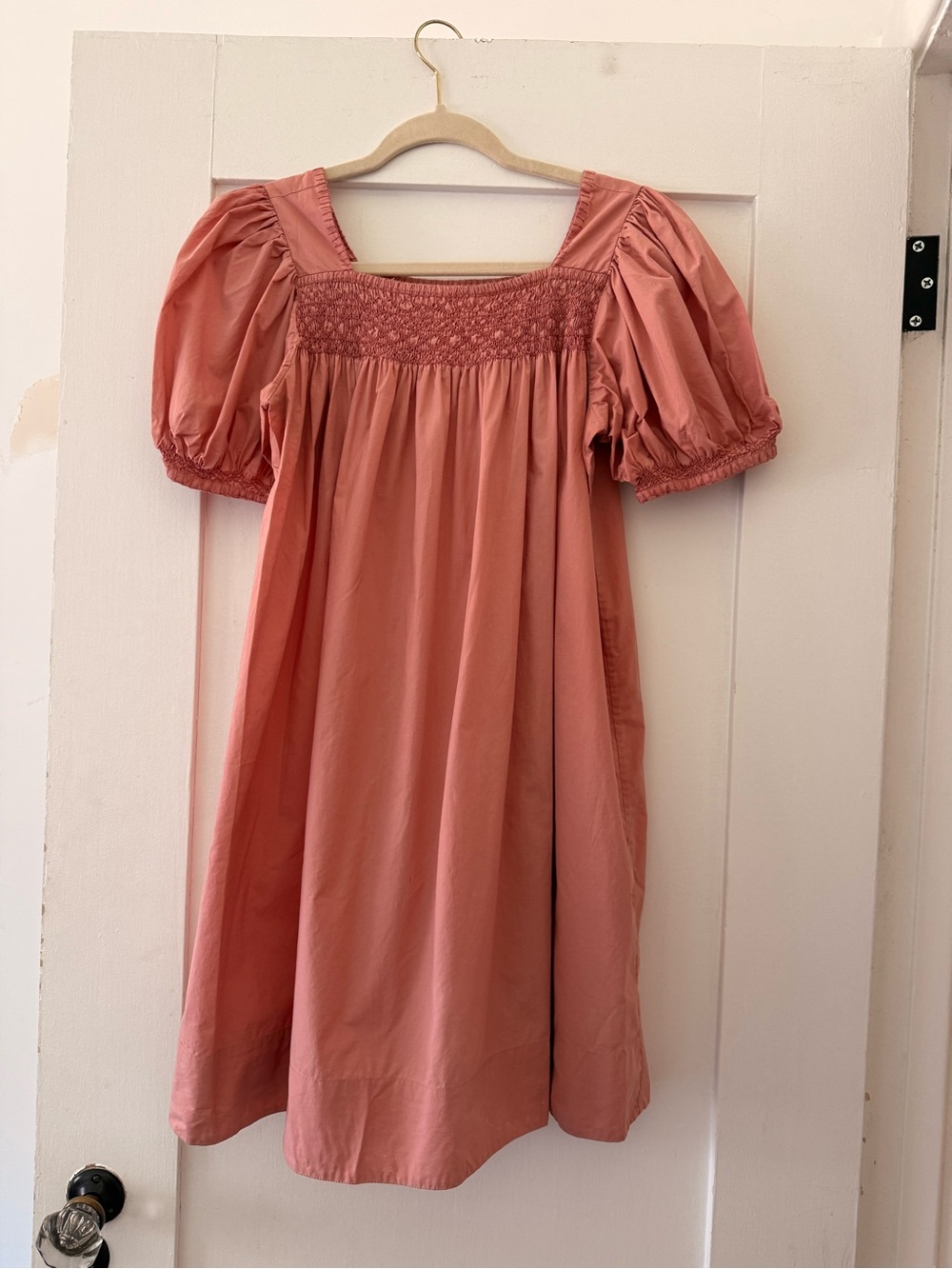 Doen Puff-Sleeve Mini Dress in Dusty Rose